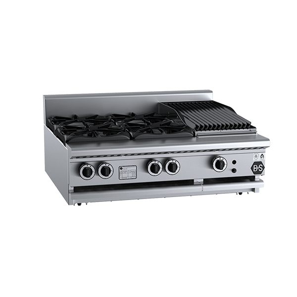 B+S Black BT-SB4-CBR3 BM Combination Bench Mounted Four Burners 300mm ...